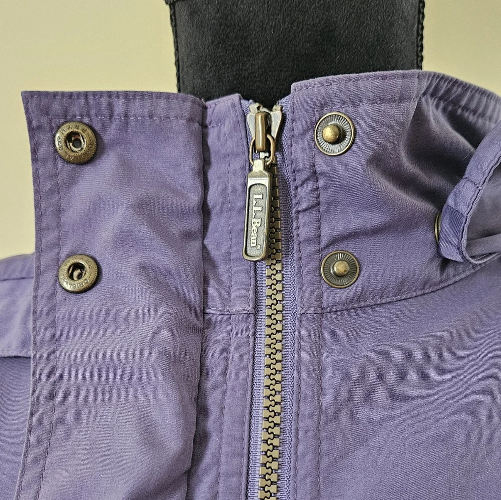 Vintage L.L. Bean Purple Hooded Long Lined Duster Trench Coat Womens Small